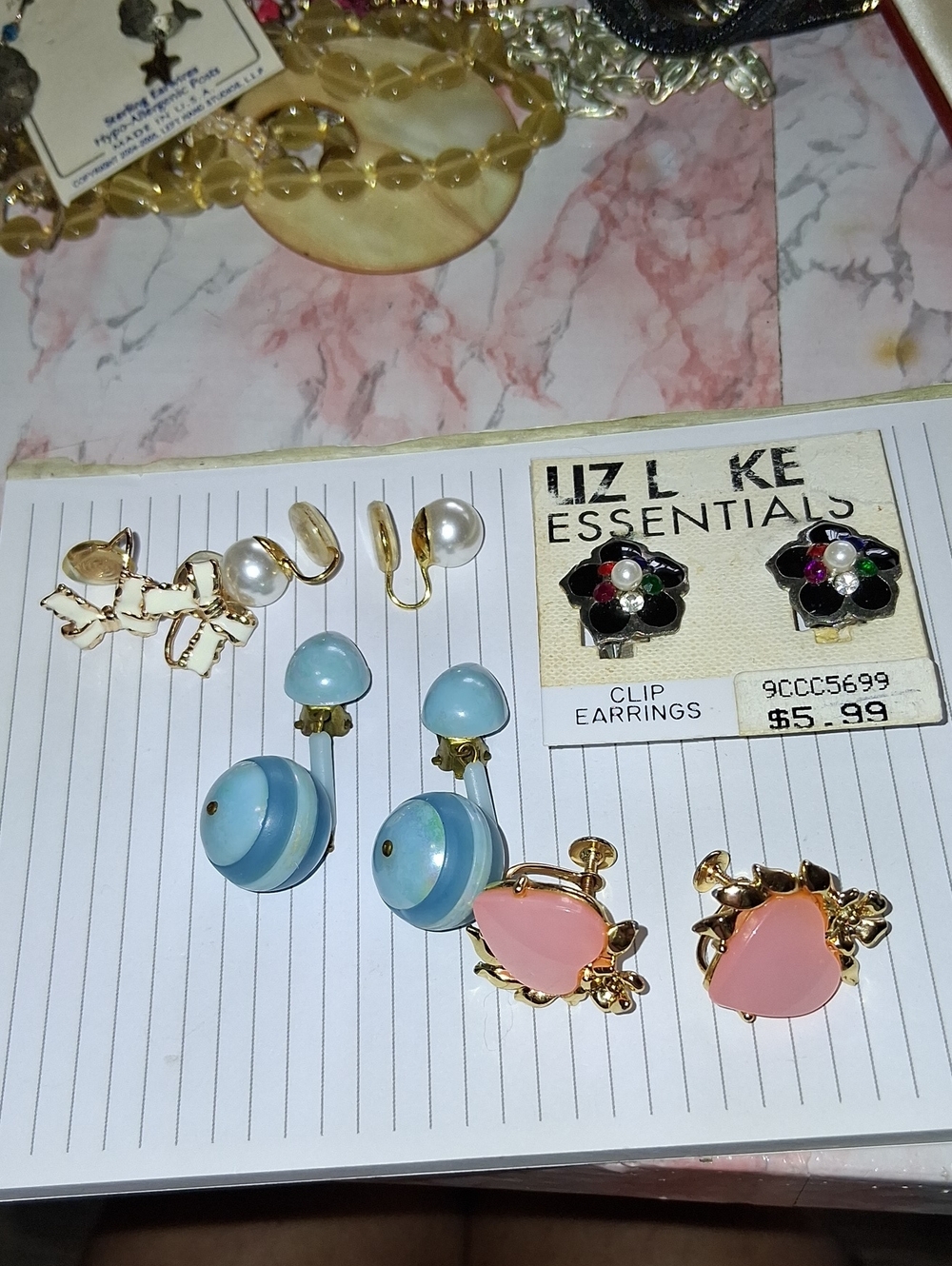 Essentials Blue and Pink Clip-On Earring Set
